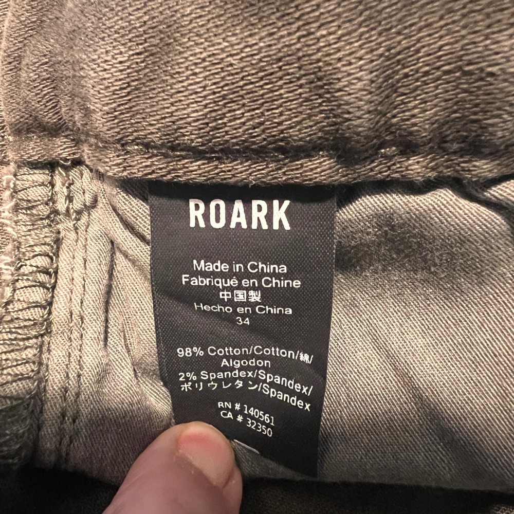 Roark Straight Fit HWY 128 Denim Mens 34x32 Olive Green Stretch Pants RD213 - Picture 6 of 9